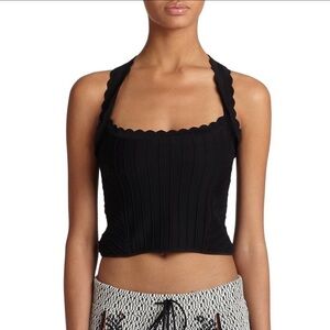 NANETTE Laporte Ribbed Tank scalloped Straps Black